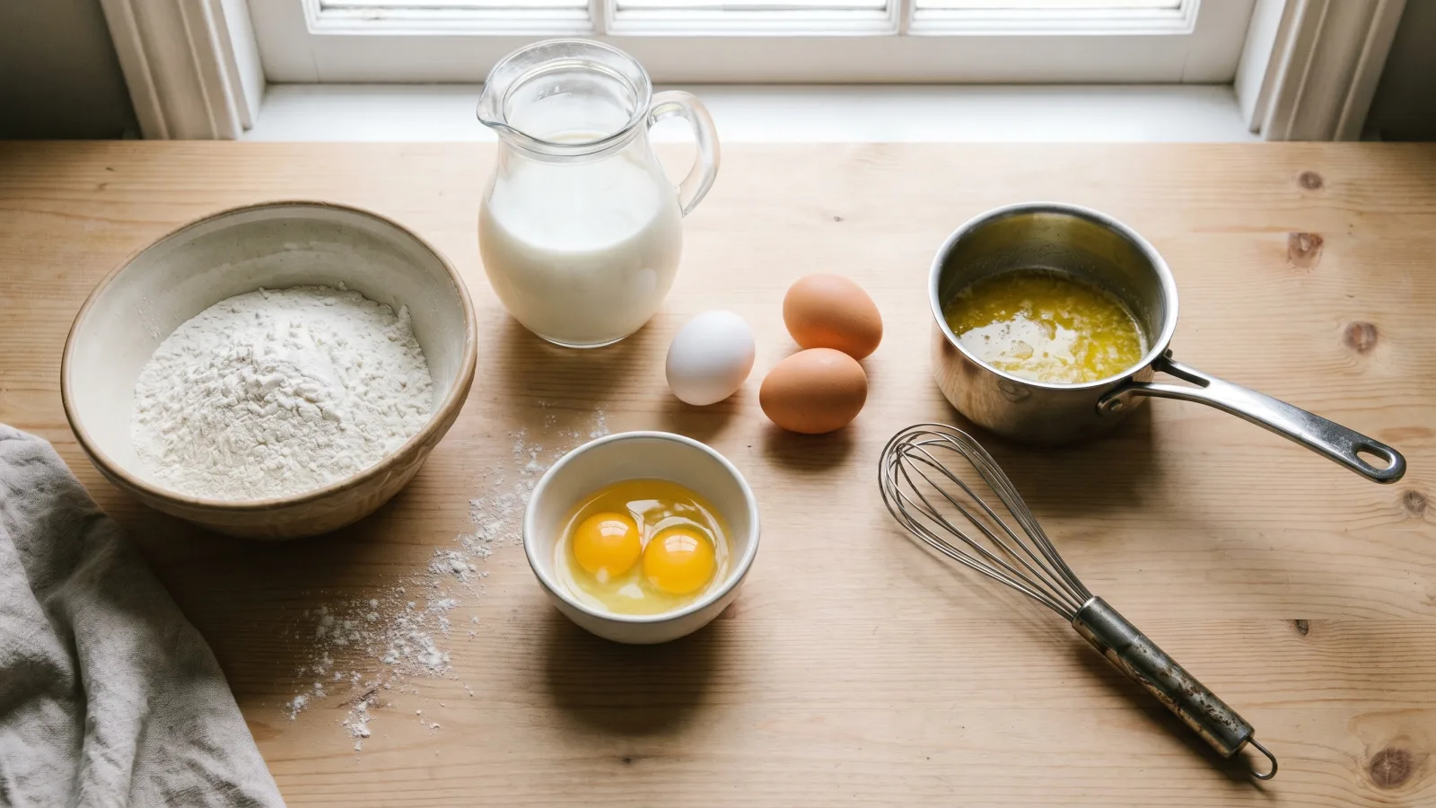 Les ingrédients de la pâte à crêpes