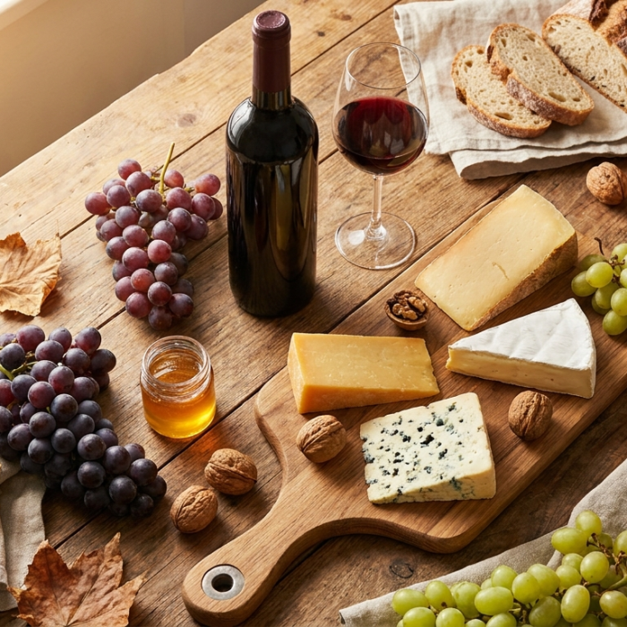 Produits gourmands : vins et fromages