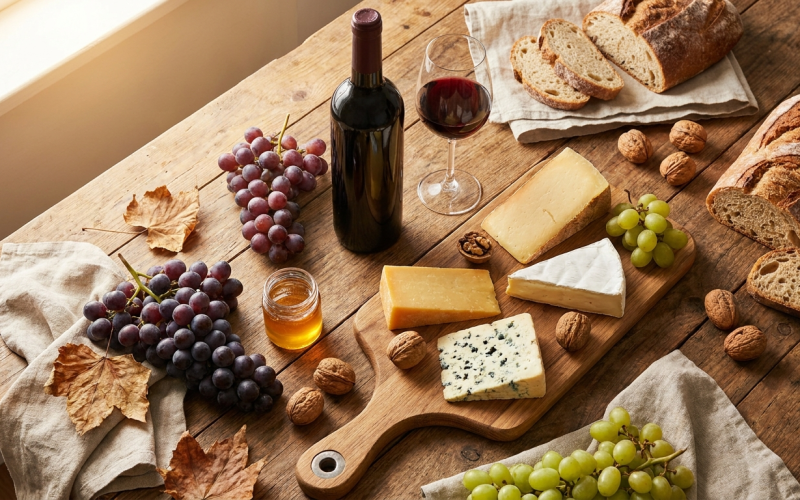 Produits gourmands : vins et fromages